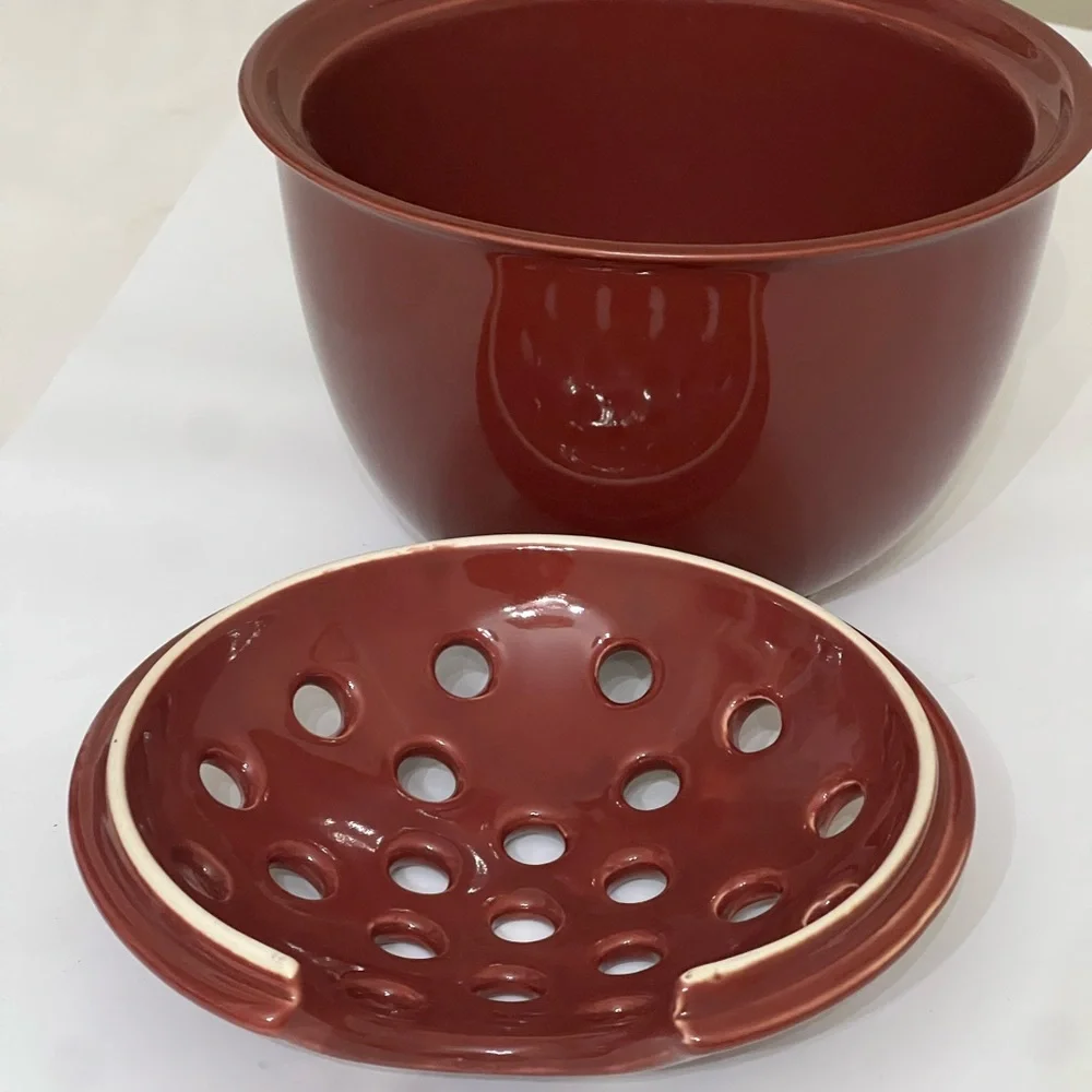 Brown Ceramic Flower Frog Bowl